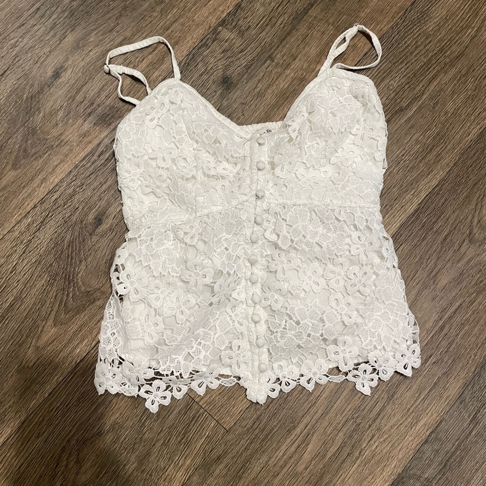 abercrombie and fitch white floral tank top